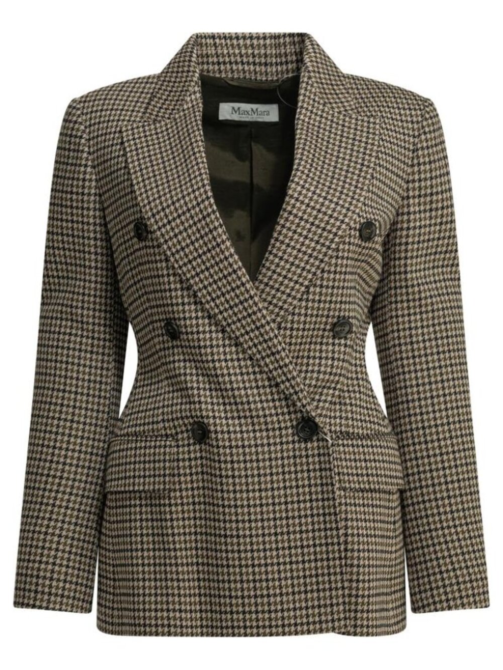 Max Mara Double-Breasted Houndstooth Blazer Tag Size 42 Women